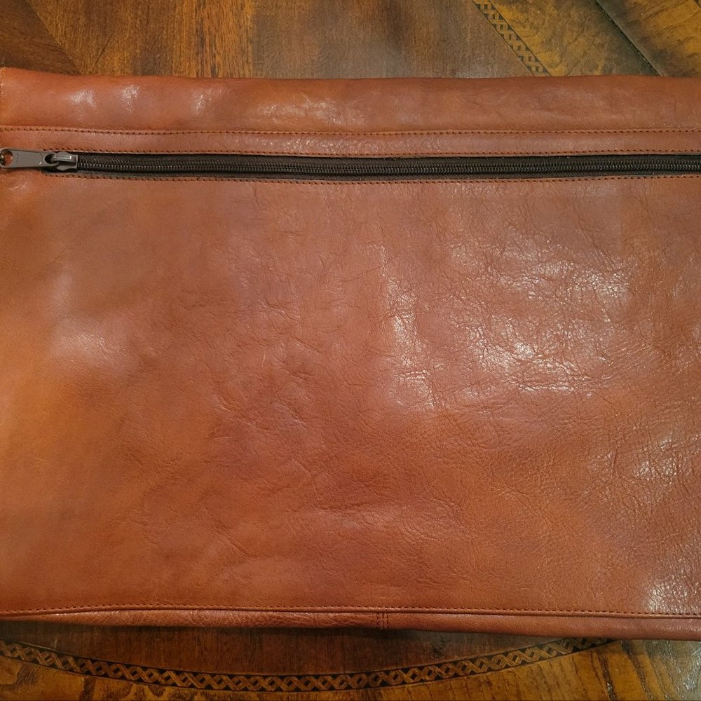 Oroton Australia vintage genuine cowhide leather oversize brown clutch portfolio - Picture 2 of 6